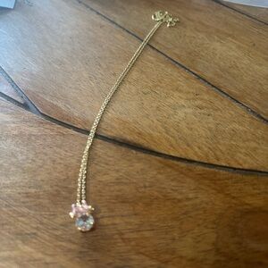 Kate Spade Gold Necklace with Minnie Mouse Pink and Iridescent Pendant